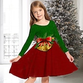 abordables Vestidos de Navidad para niños-Niños Chica Vestido de Navidad Vestido Vestido de copo de nieve Animal Cada Copo Manga Larga Casual Cuello redondo Adorable Diario Poliéster Sobre la rodilla Vestido informal Vestido de Columpio