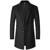 Men's Winter Coat Wool Coat Overcoat Business Daily Wear Winter Wool Thermal Warm Outdoor Outerwear Clothing Apparel Fashion Warm Ups Solid Colored Pocket Lapel Single Breasted Two-button 17