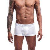 cheap Men&#039;s Boxers Underwear-Men&#039;s 1pack Underwear Basic Panties Boxers Underwear Briefs Print Cotton Antibacterial Leak Proof Letter Mid Waist Black White