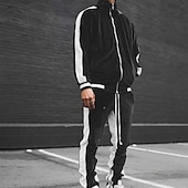abordables Survêtements de base-Homme Ensemble Survetement Survêtement Ensemble de jogging Survêtement Velours Rouge vin Noir Bleu Vert Gris foncé Col Mao Bloc de couleur 2 Pièces Sport &amp; Loisir Des sports Vêtement de rue Vêtement