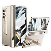 Χαμηλού Κόστους Samsung Θήκη-τηλέφωνο tok Για Samsung Galaxy Z Fold 5 Z Fold 4 Z Fold 3 Πίσω Κάλυμμα Προστατευτικό φακού κάμερας Σταντ ποδηλάτου με στυλό S Μονόχρωμο Ψημένο γυαλί PC Μεταλλικό