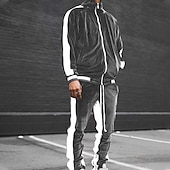 abordables Survêtements de base-Homme Ensemble Survetement Survêtement Ensemble de jogging Survêtement Velours Rouge vin Noir Bleu Vert Gris foncé Col Mao Bloc de couleur 2 Pièces Sport &amp; Loisir Des sports Vêtement de rue Vêtement