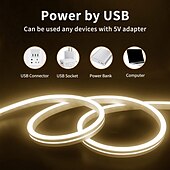 economico Luci intelligenti-Striscia luminosa al neon a LED da 2 m e 6,56 piedi flessibile USB con temperatura di colore bianco caldo rosa giallo verde rosso impermeabile IP65 per decorazioni natalizie per interni ed esterni
