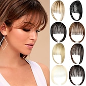 voordelige Pony-pony haar clip in extensions natuurlijke pony pony clip-on front nette platte knal een stuk lang steil haarstukje voor vrouwen