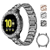 baratos Pulseiras de relógio Samsung-Pulseiras de Relógio para Samsung Galaxy Watch 5 40/44mm Watch 4 Classic 42/46mm Watch 4 40/44mm Assista Ativo 40mm Aço Inoxidável Com Strass Substituição Alça com caixa Bling Diamond Pulseira de
