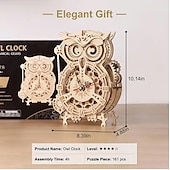 cheap Jigsaw Puzzles-3D Wooden Puzzle For Adults Owl Clock Model Kit Desk Clock Home Decor Unique Gift For Kids On Birthday/Festival Day