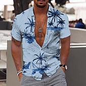 abordables Plantes tropicales-Homme Cocotier Plantes tropicales Chemise Chemise hawaïenne Chemise Aloha Manche Courte Chemise Col rabattu Mode Hawaïen Design Extérieur Plein Air Casual Jaune clair Blanche Jaune Print S M L