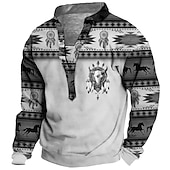abordables Sweats 3D homme-Homme Tribal Imprimés Photos Sweat shirt Sweat manche longue Sweat-shirt Col Mao Vêtement de rue Design Décontractées 3D effet Casual du quotidien Des sports Imprimer Printemps &amp; Automne