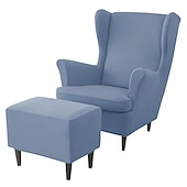 cheap Armchair Cover &amp; Armless Chair Cover-Stretch Wing Chair Cover Set with Ottoman Cover, Burgundy Spandex Stretch Wing Back Chair Cover Removable Machine Washable Armchair Chair Cover for Strandmon Chair