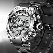cheap Digital Watches-LIGE Men Digital Watch Chronograph Military Sports Waterproof Dual Display Calendar Chronograph Waterproof Silicone Strap Watch