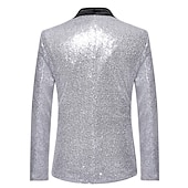 preiswerte Herren Klassische Blazer-Herren Abendkleidung Blazer Sakko Neujahr Zeremonie Abendgesellschaft Modisch Strassenmode Herbst Winter Pailletten Einfarbig Pailletten Tasche Atmungsaktiv Komfortabel Einreiher - 1 Knopf Blazer