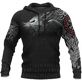 abordables Graphique rétro-Vikings Guerriers Tatouage Viking Sweat à capuche Dessin Animé Manga Animé 3D Poche avant Art graphique Pour Couple Homme Femme Adulte Impression 3D Casual Quotidien