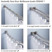 cheap Shower Curtains-12 pcs Stainless Steel Curtain Hooks Bath Curtain Rollerball Shower Curtain Rings Hooks 5 Rollers Polished Satin Nickel Ball