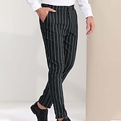 cheap Chinos-Men&#039;s Trousers Chinos Jogger Pants Pocket Straight Leg Stripe Comfort Daily Holiday Going out Fashion Classic Black Blue Micro-elastic