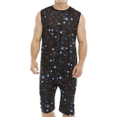 levne Pyžama-Pánské Společenské oblečení Pyžamo Onesie Čistá barva Módní Jednoduchý Pohodlné Domů Denní Polyester Prodyšné Tričkový Bez rukávů Kapsy Léto Červenočerná Černá