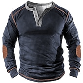 billiga Basic sweatshirts-Herr Tröja Grön Blå Purpur Gul Rubinrött Henley krage Grafisk Färgblock Sport &amp; Utomhus Ledigt Dagligen 3D-tryck Plusstorlekar Grundläggande Vintage Designer Vår &amp; sommar Kläder Pull Tröjor Långärmad