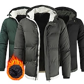 economico Piumini e parka da uomo-Per uomo Parka Tenere al caldo Ufficio Da tutti i giorni Colore puro Capispalla Abbigliamento Informale Casual quotidiano Verde Nero Bianco