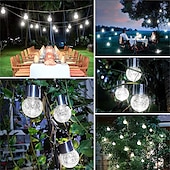 preiswerte Landschaftslichter-Weihnachts-Solarleuchten für den Außenbereich aus gesprungenem Glas, Solar-Gartenleuchten, wasserdichte LED-Hängekugelleuchten für Weihnachtsdekoration im Außenbereich, Garten und Terrasse