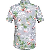 abordables Oiseaux &amp; Animaux-Homme Floral Flamant Tropical Chemise Chemise hawaïenne Chemise Aloha Manches courtes Chemise Col rabattu Tropique Hawaïen Design Extérieur Plein Air du quotidien Rose Claire Jaune Rose Claire 3D