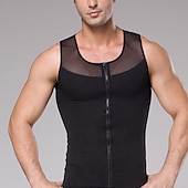 olcso Pizsamák-Férfi Alakformáló ruha Derék edző Body Shaper Tiszta szín Egyszerű Kényelmes Otthon Napi Poliészter Fogyókúra Terített nyak Ujjatlan Tél Ősz Fekete Bézs
