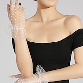 levne Party rukavice-Síť K zápěstí Rukavice Retro styl / Elegantní S Umělé perly Svatební / party rukavice