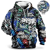 baratos moletons masculinos plus size-Homens Tamanho Grande Pulôver Moletom Com Capuz Grande e Alto Impressão 3D Com Capuz Bolsos Manga Longa Primavera &amp; Outono Moda Roupa de rua Básico Confortável Trabalho Roupa Diária Blusas