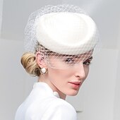 economico Cappelli per feste-moda cappelli eleganti in lana 100% con copricapo da sposa / festa / sera in puro colore / tulle 1pc