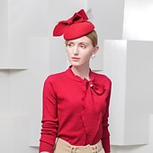 economico Fascinatori-cappelli 100% lana berretto cappello a secchiello moda casual con copricapo in tulle