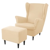 cheap Armchair Cover &amp; Armless Chair Cover-Stretch Wing Chair Cover Set with Ottoman Cover, Burgundy Spandex Stretch Wing Back Chair Cover Removable Machine Washable Armchair Chair Cover for Strandmon Chair
