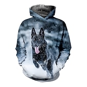 abordables Animaux 3D pour Garçon-Sweat à capuche Pullover Enfants Garçon Animal Chien manche longue Poche Haut pour enfants Casual 3D effet Sweat à capuche Frais du quotidien Noir bleu marine Bleu Automne Hiver 7-13 ans