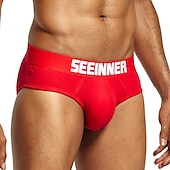 preiswerte Herrenunterwäsche &amp; -socken-Herren 1 Packung Grundlegendes Höschen Slip Bedruckt Baumwolle Antibakteriell Auslaufsicher Buchstabe Mittlere Taillenlinie Schwarz Weiß