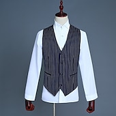 ieftine îmbrăcăminte-Anii 1920 Croi Slim Trodijelni kostim Rever Clasic Gatsby Domn Gangsteri Dungi Bărbați Crăciun Carnaval Mascaradă Nuntă Petrecere Bal Adulți Geacă Vestă Pantaloni