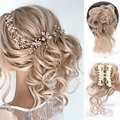 economico Chignon-chignon disordinato ricci ondulati scrunchies per capelli sintetici estensione posticci per donne parrucca chignon artiglio in chignon estensioni dei capelli chignon disordinati (12h24 # marrone