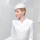 economico Cappelli per feste-moda cappelli eleganti in lana 100% con copricapo da sposa / festa / sera in puro colore / tulle 1pc