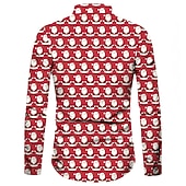 abordables Tenue de Père Noël-chemises imprimées père noël pour hommes chemises arbre père noël vacances col classique vert armée vert rouge blanc décontracté manches longues imprimé vêtements vêtements mode style ethnique