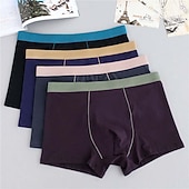 お買い得  メンズのボクサーパンツ-男性用 4パック ボクサーブリーフ 下着 ベーシックパンティー ボクサー ポリ＆コットン混 高通気性 ソフト カラーブロック ミディアムウエスト ブラック ルビーレッド