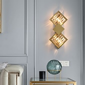 economico Luci da parete-applique da parete a led applique da parete in cristallo lampada da parete geometrica, lampada da parete moderna in metallo dorato per testiera, lampade da parete nordiche per soggiorno, corridoio,