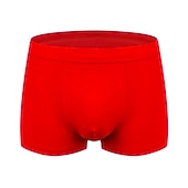 お買い得  メンズのボクサーパンツ-男性用 4パック ボクサーブリーフ 下着 ベーシックパンティー ボクサー ポリ＆コットン混 高通気性 ソフト カラーブロック ミディアムウエスト ブラック ルビーレッド