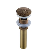 cheap Pop Up Drains-Brass Pop Up Sink Drain Stopper with Overflow Bathroom Faucet Vessel Vanity Sink Drainer Antique Brass