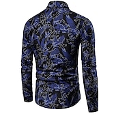 preiswerte Ethnisches Muster-Herren Blätter Hemd Langarm Designer Strand Design Täglich Ganzjährig Umlegekragen Bedruckt Weiß Rote Blau Purpur Grün