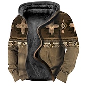 abordables Hoodies Ethniques Vintage-Homme Tribal Impressions Graphiques Sweat à capuche Sweats à capuche Sweatshirt Designer Basique Occasionnel Polaire fine manche longue À capuche Occasionnel Quotidien Sports Sortir Vêtements de rue