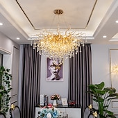 cheap Chandeliers-Chandelier Crystal , Frosted Finish Tree Branch Chandelier, Raindrop Ceiling Pendant Hanging Light Fixture, Blossom Chandeliers for Dining Room, Living Room, Bedroom, Entryway (Dia 31.2&quot; Round)