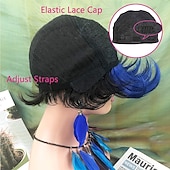 economico Parrucche di altissima qualità-parrucca pixie cut con frangia capelli umani 1b / blu 9a parrucche brasiliane per capelli umani glueless parrucche ombre brasiliane corte dritte parrucche africane americane senza pizzo anteriore