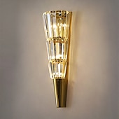 economico Luci da parete-Applique Da Parete A Led Cristallo Diamante Design, Applique Da Parete Finitura Ottone Lampada Da Comodino A Forma Di Fiaccola Lampada Da Parete Per Camera Da Letto Moderna Applique Da Parete In