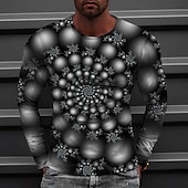 voordelige 3D T-shirts-Voor heren Grafisch Cirkel T-shirt T-shirts Lange mouw T-shirt 3D-afdrukken Ronde hals Overhemd Modieus Ontwerper Casual Casual Dagelijks Weekend blauw Rood Paars Lente &amp; Herfst Meerdere Seizoenen