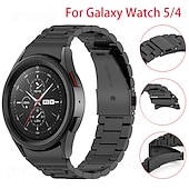 olcso Samsung óraszíjak-Óraszíj mert Samsung Galaxy Watch 7/6/5/4  40/44mm, Watch 5 Pro 45mm, Watch 6 Classic 43/47mm, Watch 4 Classic 42/46mm Rozsdamentes acél Valódi bőr Csere Szíj Fém kapocs Láncos karkötő Karszalag