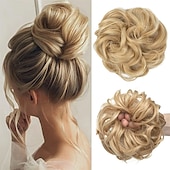 cheap Chignons-Messy Hair Buns Hair Piece Curly Hair Scrunchies for Women Girls Hairpieces Wavy Donut Hair Pieces Hair Bun Updo Hair Chignons