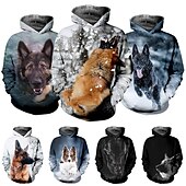 abordables Animaux 3D pour Garçon-Sweat à capuche Pullover Enfants Garçon Animal Chien manche longue Poche Haut pour enfants Casual 3D effet Sweat à capuche Frais du quotidien Noir bleu marine Bleu Automne Hiver 7-13 ans