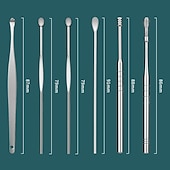 baratos Cuidados Pessoais &amp; Saúde-kit de remoção de cera de ouvido remoção de cera de ouvido 6 em 1 ferramentas de palheta de orelha reutilizável limpador de orelha de aço inoxidável conjunto de palheta de ouvido com caixa de chaveiro utilitário para usar
