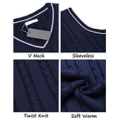 billige genser for menn-Herre Genser vest Pullover genser Kjole genser Kabel Strikke Glimmer Multi Layer Helfarge V-hals Etnisk stil Gammeldags stil Daglig Klær Drop Shoulder Vår Høst Svart Hvit S M L